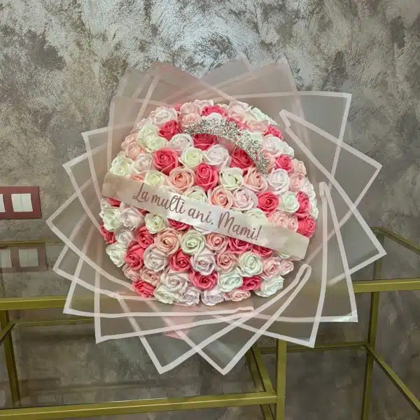 Buchet 101 Trandafiri Peach Pink Mix