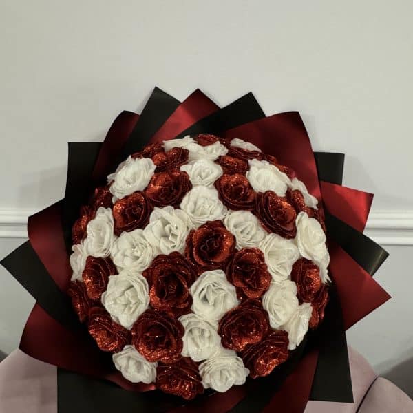 Buchet Red & White Glitter 51