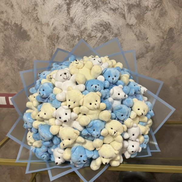 Buchet Ursuleti XXL Bleu-Crem-Alb