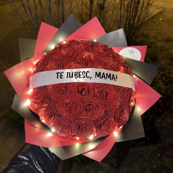 Buchet 29 Trandafiri cu Sclipici – Cadou Special „Te iubesc, Mama!” – 8 Martie